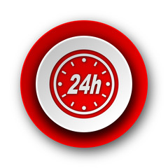 24h red modern web icon on white background
