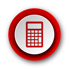 calculator red modern web icon on white background