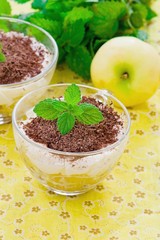 apple dessert of tiramisu with chocolate
