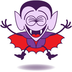 Halloween Dracula jumping out of joy