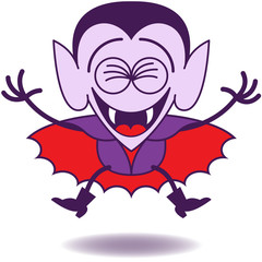 Halloween Dracula jumping out of joy