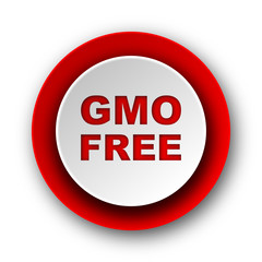 gmo free red modern web icon on white background