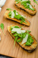 Fried eggplant, fried in parmesan crust