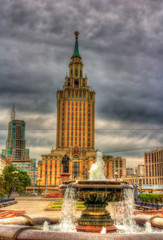 View of Hotel Leningradskaya, a Stalin's skyscraper in Moscow