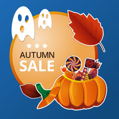 Vector autumn price label with  halloween theme