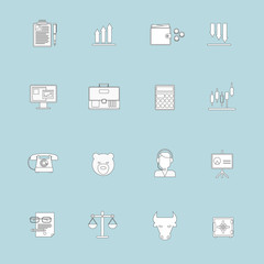 Finance exchange icons flat line
