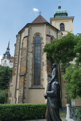 Fototapeta na wymiar Franz Kafka statue by Jaroslav Rona in Prague