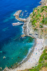 Fototapeta na wymiar Riomaggiore coast, Cinque Terre, Italy