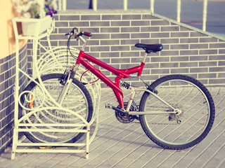 Fototapeta na wymiar Lonely bicycle on a parking