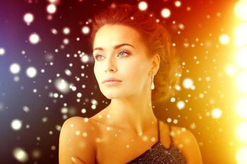woman with diamond earrings