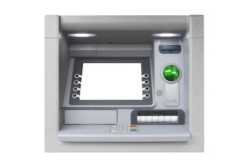 Silver isolated ATM with blank screen