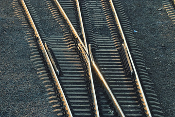 Fototapeta premium railroad rails path train station wire