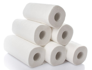 Composition with paper towel rolls