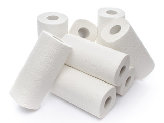 Composition with paper towel rolls