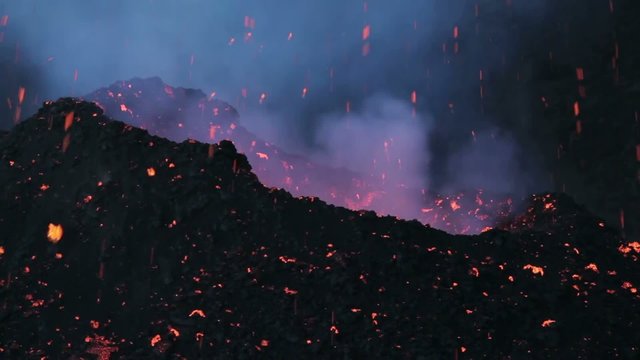 Volcano erupting