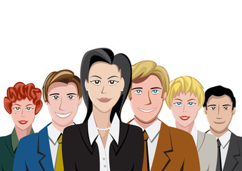 businesswoman with her working group