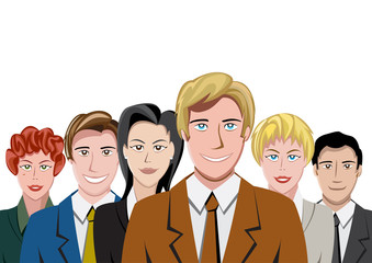 businessman with her working group