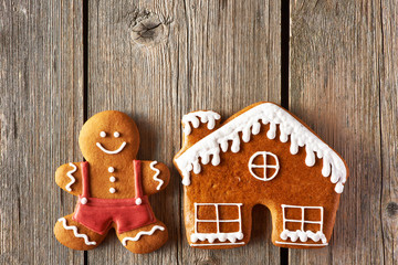 Christmas gingerbread man and house cookies