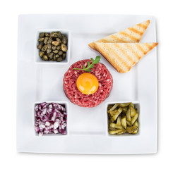 fresh beef tartar with egg