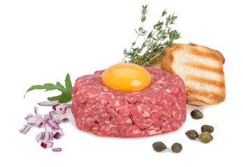 fresh beef tartar with egg