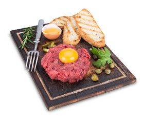 fresh beef tartar with egg