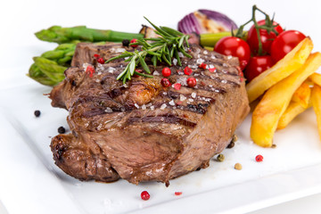 Beef steak on white background