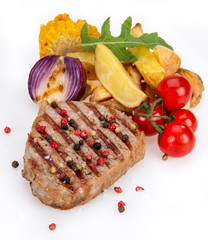 Beef steak on white background