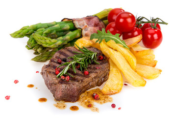 Beef steak on white background