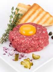 fresh beef tartar with egg