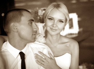 Bride and groom on their wedding day