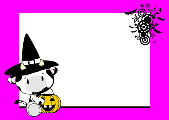 halloween cute cow baby witch background