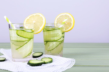 Two glasses of cucumber cocktail