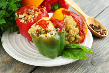 Composition with prepared stuffed peppers