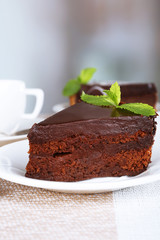 Pieces of chocolate cake