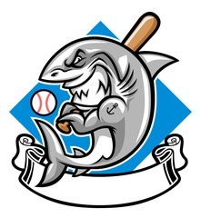 Obraz premium shark baseball mascot