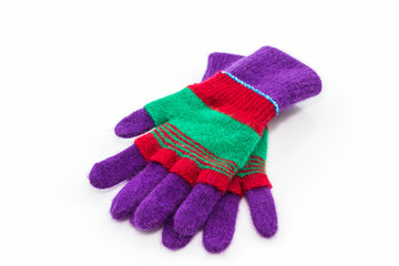Colorful woolen glove.