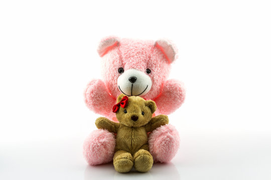 Pink and brown teddy bear.