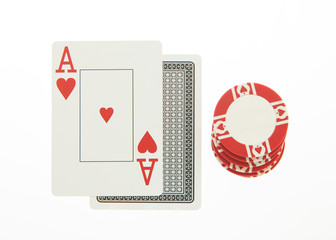 Blackjack hand with casino chips