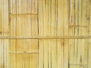 Close up old and dirty bamboo used as rural house wall