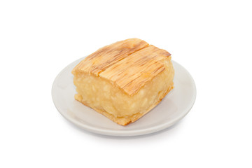 casava grill with syrup isolated on white, Thai dessert