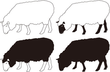 羊　横向き　アウトラインセット