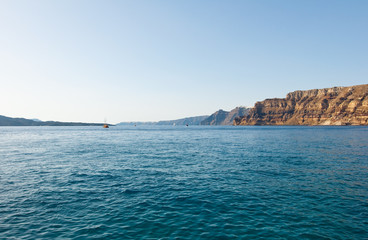 Fototapeta na wymiar View of the Santorini island from the Thira port. Greece.