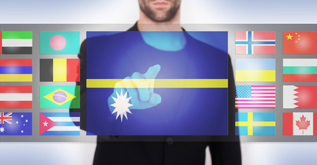 Hand pushing on a touch screen interface