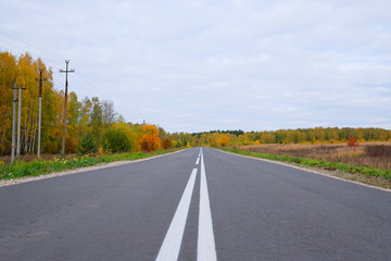 Automn landscape with the image of road