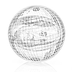 Sphere from  dollar. Pencil drawing