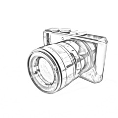 3d illustration of photographic camera