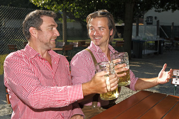 Two Bavarians sitting in a beer garden