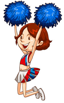 A simple coloured sketch of a cheerdancer