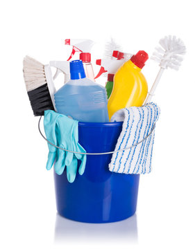 Cleaning Equipment In Bucket