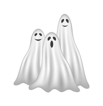 Three ghosts in white design